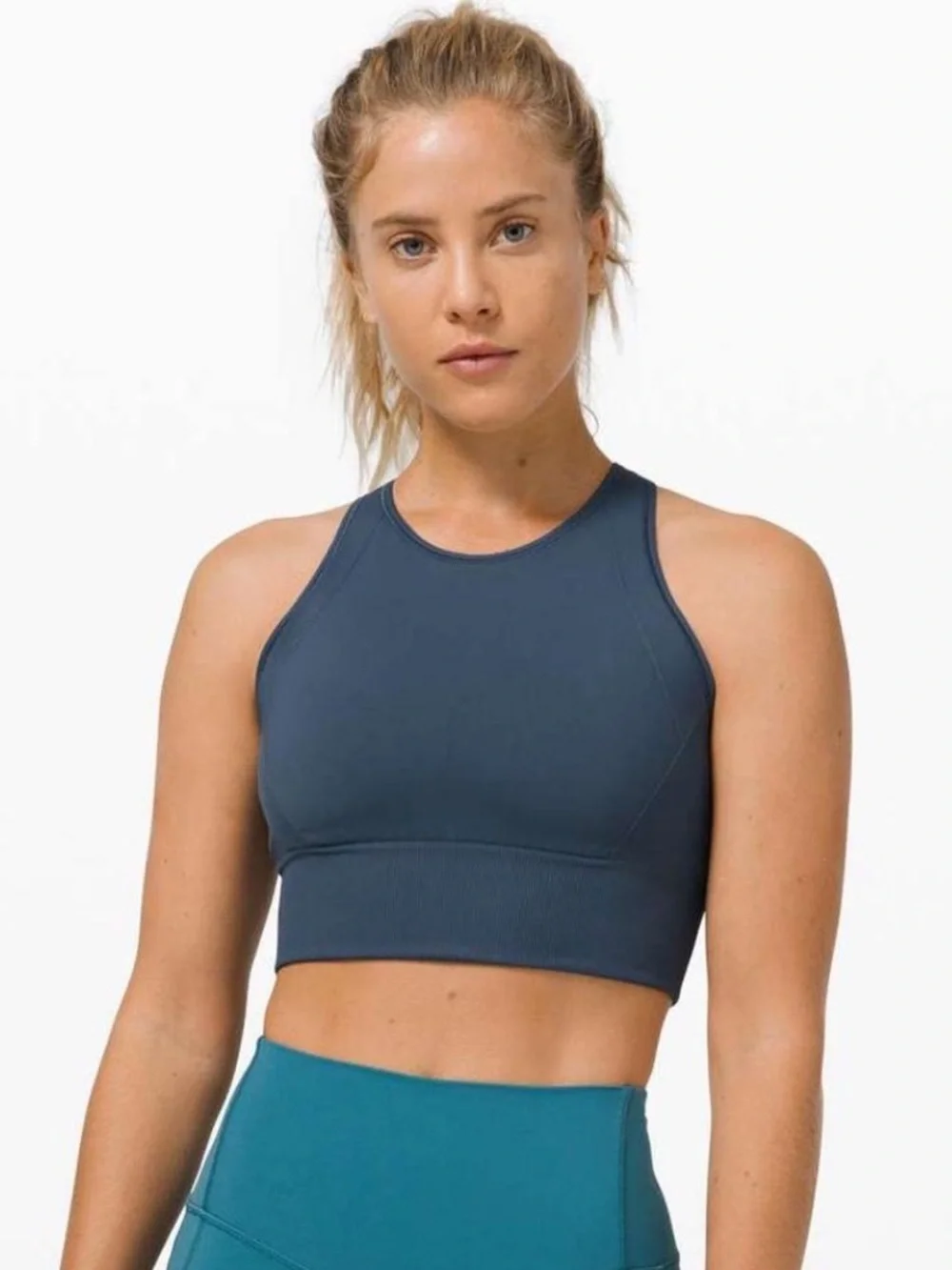 Lululemon Blue “Ebb to Train” Razorback Sports Bra